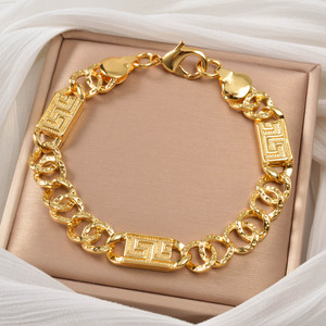 unisex bulk wholesale waterproof <b>copper</b> vintage geometric block smooth wide uniform eye catching <b>bracelets</b> - Product Image 4