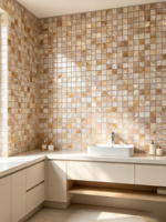 Tuiles de mosaïque autocollantes à motifs en coquillages naturels, carreaux muraux écologiques pour la décoration de fond de maison
