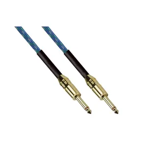 JFI Series kabel instrumen gitar lurus biru hijau wol kain jaket 1/4(JFI014)