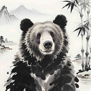 Tapiz de Pared Personalizable al por Mayor de B&C ART, Diseño Nórdico Ecológico, Tejido de Algodón con Estampado de Oso Creativo, Impresión de Inyección de Tinta Cuadrada - Product Image 1