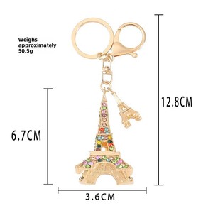 Llavero de la Torre <span class=keywords><strong>Eiffel</strong></span> con Cristales Brillantes, Colgante Metálico Vintage con Diamantes de Imitación y Diseño de Dibujos Animados para Accesorios de Moda - Product Image 6