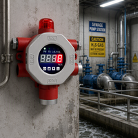 Detektor Alarm Gas Hidrogen Sulfida H2S Tetap dengan Layar Digital dan Lampu Merah, Monitor Keamanan Industri untuk Instalasi Pabrik