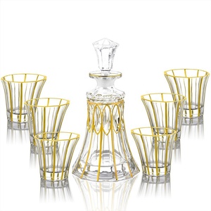 Ensemble de verres à <span class=keywords><strong>whisky</strong></span> et à vin rouge de luxe <span class=keywords><strong>français</strong></span>, verre en cristal européen haut de gamme avec fil doré importé pour la maison ou comme cadeau - Product Image 6