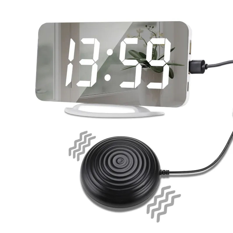 High quality LED time display vibrating pillow alarm clock for the deaf clock alarm with usb port