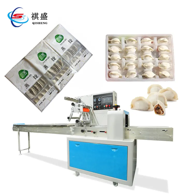 Dumpling Tray Wrapping Packaging Machine With Stretch Film Frozen Food Ham Sausage Vacuum Pillow Flow Packing Machine