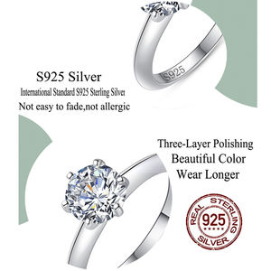 Minimalistische Puur 925 Zilver Ronde Briljant Gesneden Cz Zirkoon Oogverblindende Sieraden Verloving Trouwring Beloven Ringen Voor Vrouwen - Product Image 6