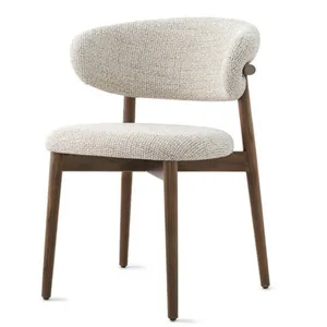 Moderne Esszimmer möbel Holz stuhl Weißer Leinenstoff Esszimmers tuhl Coffee Shop Leisure Home Chair