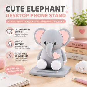 Benzersiz Sevimli Fil Masaüstü Telefon Standı Çift Yuvalı Masa Süsü PVC Karikatür Fil Telefon Tutucu Çocuklar Kızlar için Hediye Ofis - Product Image 2