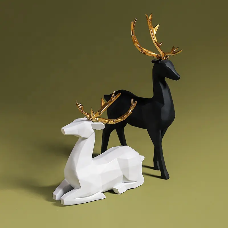 नॉर्डिक शैली Origami एल्क राल शिल्प बैठे खड़े हिरण मूर्तियों हिरन मूर्तियों के लिए गहने घर कार्यालय सजावट