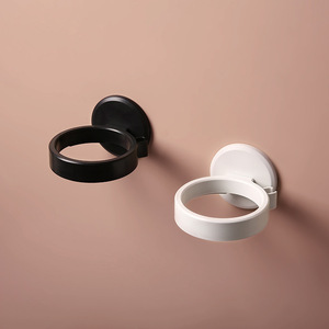 Wall Mounted Hair Dryer Holder Suction Cup Mount Circular Design For Bathroom Storage Durable Yellow White Black Color Options - Product Image 3