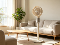Ventilateur sur pied électrique intelligent moderne avec télécommande, 3 pales en plastique, faible bruit, oscillant, pour hôtel et usage domestique