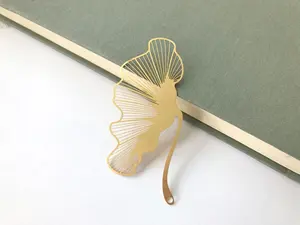 Wholesale High Quality Cheap Custom Design Leafs Logo Gold Plated Classical Bookmark For Book