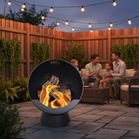 Brasero extérieur moderne à bois avec poignée, foyer portable en fer pour les rassemblements d'hiver