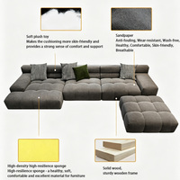 Sofá Modular Italiano con Tapicería de Tela Escarchada, Esponja de Alta Resiliencia, Estructura de Madera Maciza, Personalizable para Salas de Estar