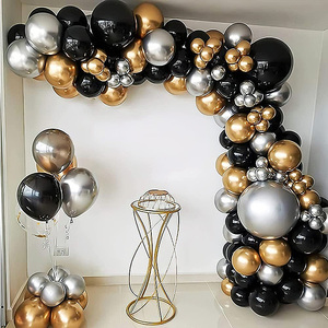 <span class=keywords><strong>Amazon</strong></span> Offre Spéciale noir ballon guirlande arc kit or argent métallique ballons d'hélium globes pour la fête d'<span class=keywords><strong>anniversaire</strong></span> célébration - Product Image 1