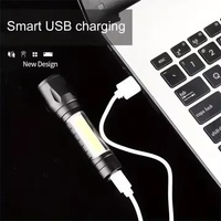 Portable COB + XPE USB Rechargeable LED Torche ABS Mini 3 Modes D'éclairage Lampe de Poche pour Camping En Plein Air et Pêche