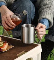 220ML 300ML 400ML Tasse de camping en acier inoxydable 304 avec poignée pliante Gobelet de voyage isolé à double paroi pour la randonnée et le pique-nique