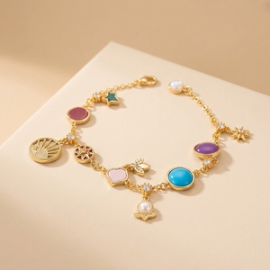 Regali per San Valentino, Braccialetto Portafortuna con Charm 'Ti Amo', Gioielli da Donna in Acciaio Inossidabile con Perline - Product Image 1