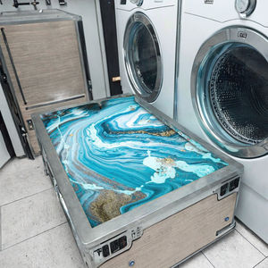 Tapis moderne géométrique en polyester à poils ras antidérapant lavable en machine, épaisseur 7 mm, support non tissé non filé pour salon et chambre à coucher - Product Image 3