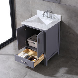 Meuble-lavabo moderne haut de gamme autoportant de 24 pouces avec vasque en céramique et caractéristiques résistantes à l'eau - Product Image 2