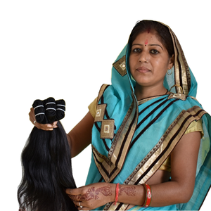 Extensions de cheveux vierges 100% alignées sur les cuticules, lisses, tissées à la machine, cheveux indiens bruts, vague naturelle, sans produits chimiques, cheveux humains - Product Image 1