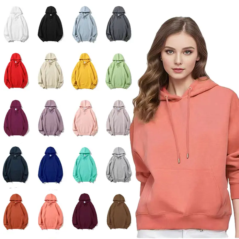 Autumn and Winter 300g hooded sweater solid color sweater customized embroidered logo men's hoodie