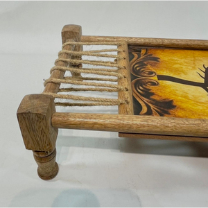 Plateau de service en bois artisanal, design élégant et fonctionnel - Product Image 4