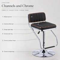 Tabouret de bar moderne en similicuir réglable, pivotant à 360 degrés, avec repose-pieds chromé et base ronde, pour comptoir
