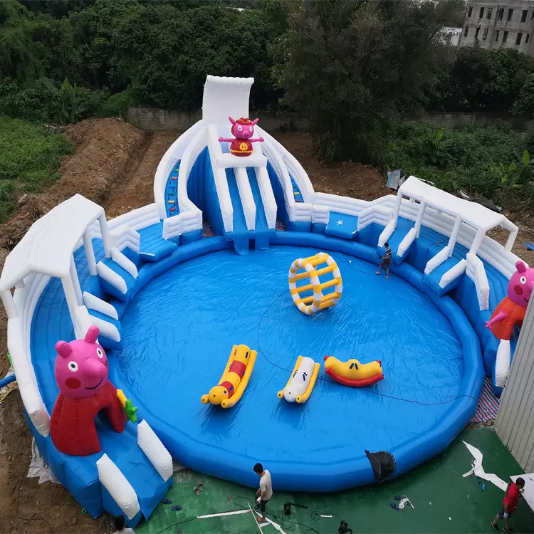 Inflatable अस्थायी पानी पार्क, जलीय खेल मंच मनोरंजन Inflatable पार्क/