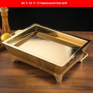 Yolecen Commercial 304 Stainless Steel Hammer Pattern <strong>Fish</strong> Dish Three-Layer Non-Stick Oven Alcohol Heating Anti-Scalding <strong>Pots</strong> - Product Image 6