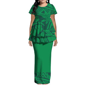 新着レディース半袖カジュアルロングドレスOネックドレスカスタムSamoan Puletasiドレスハワイアンスタイルフリルドレス<span class=keywords><strong>2</strong></span>個入り - Product Image 3