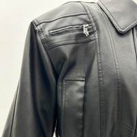 Veste en similicuir écologique pour femme, manches longues, couleur unie, col rabattu, style biker court, vente chaude