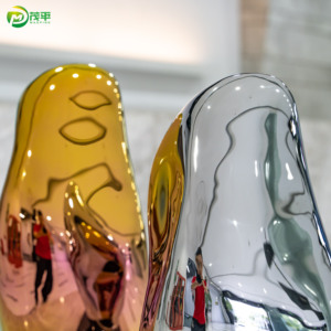 Su misura moderna in acciaio inox scrivania ornamenti Hotel mobili in metallo artigianato arte pietra levigata decorazione scultura - Product Image 6