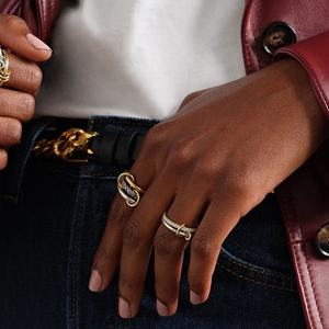 Anillo Triple Entrelazado de Plata de Ley S925 de Lujo SPJ, Anillos de Eternidad con Circonitas Incrustadas, Diseño de Nicho, Joyería al por Mayor - Product Image 3