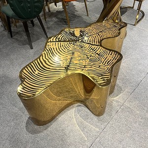 Table basse <span class=keywords><strong>de</strong></span> luxe MR Brand en acier inoxydable doré brillant, design moderne, facile à nettoyer, pour salon, villa, <span class=keywords><strong>maison</strong></span> - Product Image 4