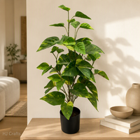 Directo de Fábrica, Arbusto Artificial de Pothos Verde de 90CM, Hojas en Forma de Corazón, Ecológico, Ignífugo, Realista, Venta al Por Mayor OEM para Interiores del Hogar