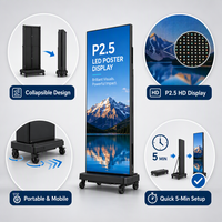 Pantalla LED Plegable Portátil para Interiores CustomP2.5, Pantalla Digital Publicitaria a Todo Color con Soporte de Pie, Brillo de 1200cd