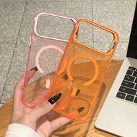 Coque de téléphone magnétique transparente scintillante avec support d'objectif pour iPhone 18 17 Pro Max 16 15 14 13 Pro Max