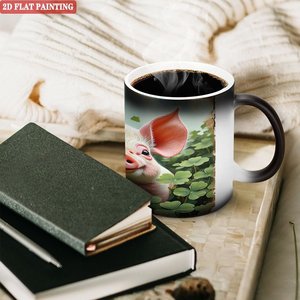 Tasse magique interactive pour boissons chaudes, noire givrée, 11 oz, en céramique, changeant de couleur à la chaleur - Product Image 3