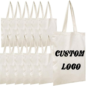 Bolsas de algodón de compras reutilizables con logotipo impreso personalizado, tela tejida de lona en blanco Lisa personalizada promocional - Product Image 3