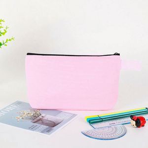 Sac à crayons en toile couleur unie, sac de maquillage à fermeture éclair, sac de rangement pour papeterie, vente en gros avec logo - Product Image 3