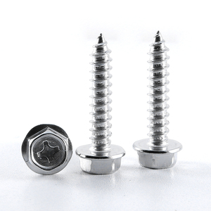 100 piezas/bolsa Tornillo autorroscante para madera de acero inoxidable 304 con cabeza hexagonal de brida y ranura cruzada M3 M4 M5 M6 - Product Image 1
