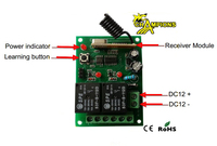Modul Penerima Relay 2CH DC 12V Saklar Kontrol Jarak Jauh Nirkabel Universal Dengan Pemancar RF 2 Saluran 433 Mhz