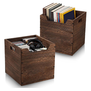 Caja de almacenamiento de madera maciza de 28cm multiusos con asa lateral para organizar libros, documentos, uso doméstico - Product Image 3
