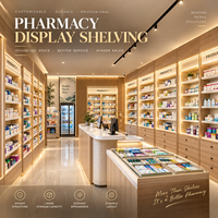 Vitrine de pharmacie haut de gamme MOOKOO, mobilier moderne pour magasin médical, étagères de pharmacie en bois avec éclairage LED