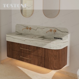 Meuble-lavabo en quartzite Mont Blanc Tostone, ultra-résistant aux rayures, à fermeture douce, pour salle <span class=keywords><strong>de</strong></span> bain familiale très fréquentée - Product Image 2