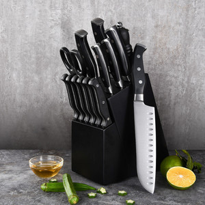 Ensemble <span class=keywords><strong>de</strong></span> couteaux <span class=keywords><strong>de</strong></span> cuisine avec bloc, 15 pièces, ensemble <span class=keywords><strong>de</strong></span> couteaux <span class=keywords><strong>de</strong></span> cuisine avec bloc en bois d'acacia <span class=keywords><strong>noir</strong></span>, ensemble complet <span class=keywords><strong>de</strong></span> couverts - Product Image 4