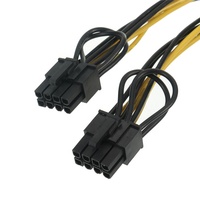 Holly Kabel Daya Komputer Berkualitas Tinggi 8-Pin Female Dual PCI-E (6+2) Male Tembaga Murni PVC 24V 18AWG 20cm Hitam/Kuning Pitch 4.2mm