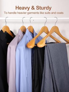 Vente en gros de cintres en bois avec barre de pantalon antidérapante 360 crochet pivotant Lot de 30 logo personnalisé pour chemises vestes pantalon robe manteau - Product Image 4
