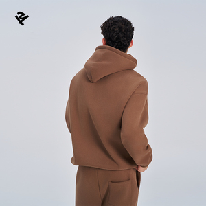 Tute sportive da uomo di alta qualità in pile e felpa con cappuccio con logo personalizzato ricamo tute <span class=keywords><strong>marroni</strong></span> per uomo Set 2 pezzi - Product Image 3